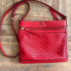 Kate Spade Cherry Red Perforated Crossbody Bag